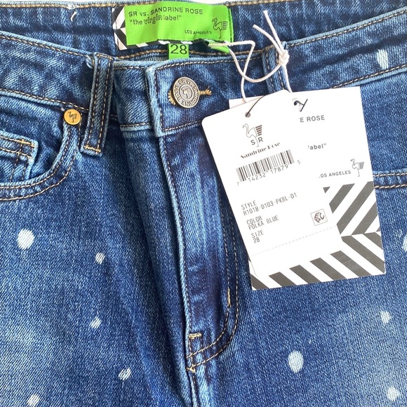 (B52) Free People x Sandrine Rose Straight Fit, Polka Blue, Size 28, NWT - Picture 6 of 14